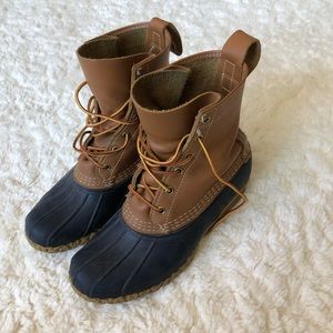 L.L. Bean Bean Duck Boots Navy Blue Women’s Leather 8